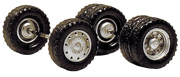 Truck Wheels -- Budd 2 Front Single & 8 Rear Duals w/Tires (gray), HO, Herpa Models 5337
