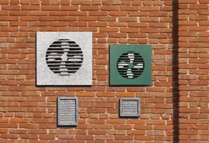 Wall Fans & Wall Vents - Kit -- 6 Fans & 15 Vents, HO, Blair Line 2707