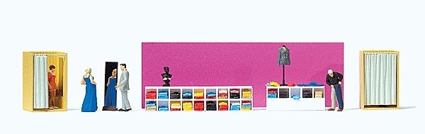 Trying On Clothes -- Clothing Shop Interior, HO, Preiser Kg 10628