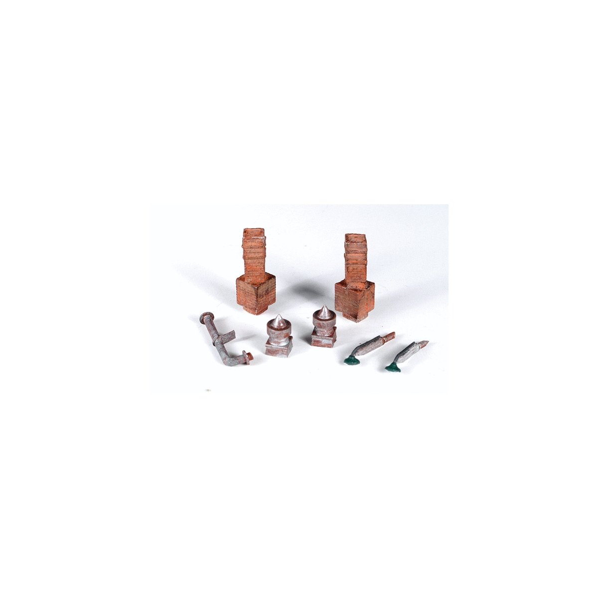 Mini-Tales(TM) Chimneys, Vents & Lights - Kit (Unpainted Metal Castings) -- Includes: 2 Each Chimne, HO, Monroe Models 2304