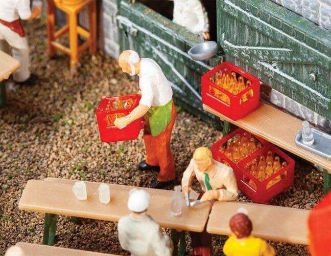 Soft Drink Crates & Bottles -- 4 Crates, Bottles to FIll Them, HO, Faller Gmbh 180996