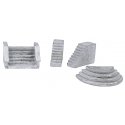 Steps Assortment -- 1 Half-Moon, 2 Concrete, 1 Ornate, N, The N Scale Architect 20003