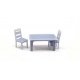 Common Dining Set -- 1 Table, 4 Chairs (unpainted), HO, All Scale Miniatures 8701020