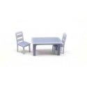 Common Dining Set -- 1 Table, 4 Chairs (unpainted), HO, All Scale Miniatures 8701020