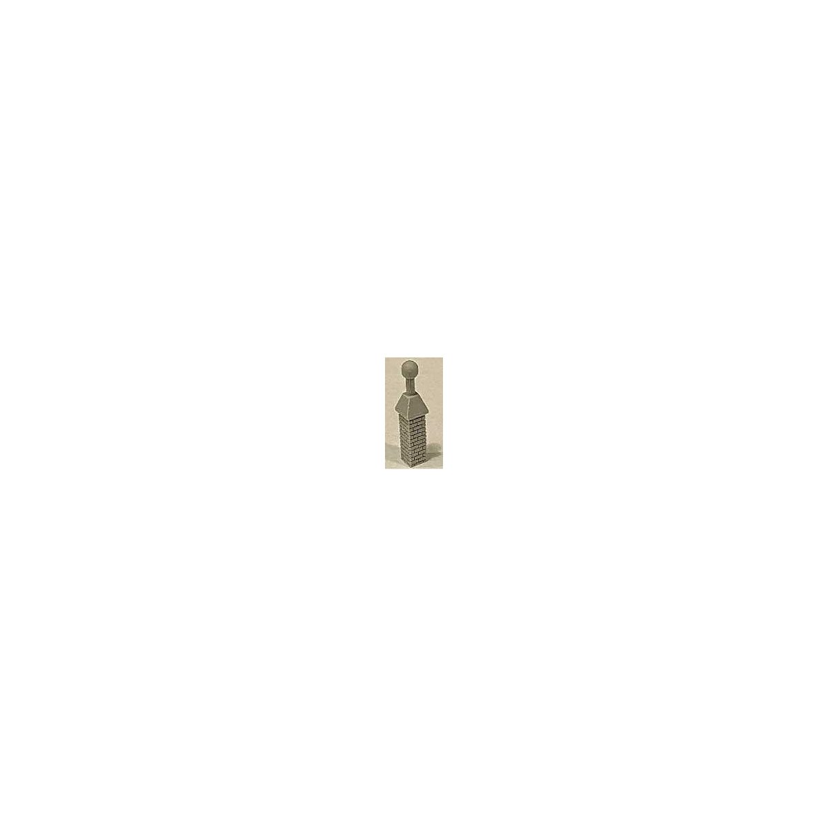 Vented Brick Chimney -- Unpainted Cast Resin 1-5/16′ 3.3cm Tall pkg(3), HO, Bar Mills LLC 2035