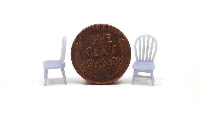 Rounded Wooden Chairs -- Unpainted pkg(2), HO, All Scale Miniatures 8711016