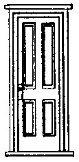 Door -- Station Style w/4 Panels 30` x 7`6` pkg(3), HO, Grandt Line Products Inc 5088