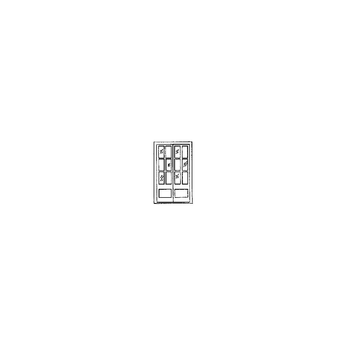 Door -- 6` 9` Assay Office Double Door w/12-Pane Window, HO, Grandt Line Products Inc 5022