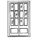 Door -- 6` 9` Assay Office Double Door w/12-Pane Window, HO, Grandt Line Products Inc 5022
