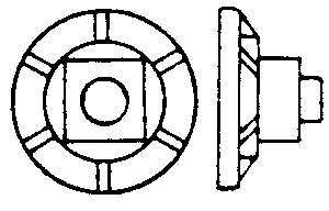 Square Nut-Washer -- 2-1/8` Nut, 5` Ribbed Washer, O, Grandt Line Products Inc 44