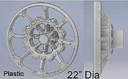 Locomotive Brake Wheel 8-Spoke Cast -- 22′ Scale Diameter Plastic pkg(2), HO, Cal Scale 190736