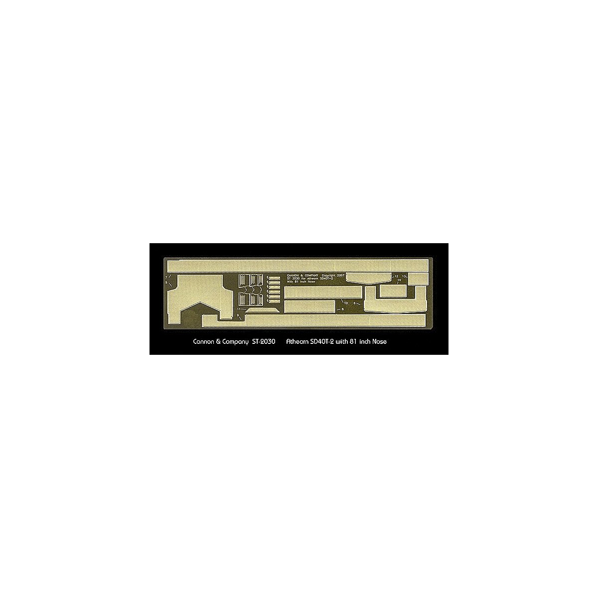 Safety Tread & Step Kit (Photo-Etched Brass) -- For Athearn SD40T-2 w/81′ Nose, HO, Cannon & Company 2030