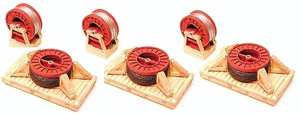 Small Steel Ribbed Cable Load -- For N & HO - .5′ Diameter Includes 3 pieces of 2 Diff, All Scales, Chooch Enterprises 7268