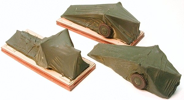 Cast Resin Freight Car Load -- Covered Artillery pkg(3), HO, Chooch Enterprises 7257