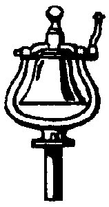 Steam Engine Bell w/Bracket (Brass Casting) -- Old Style w/Ball Top (Rigid), HO, Cal Scale 329