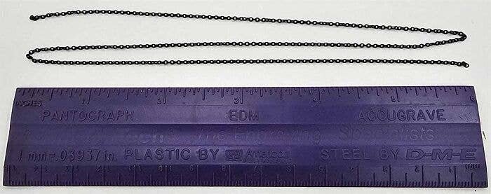 Blackened Brass Chain -- 23 Links Per Inch, 18′ 45.7cm Length, All Scales, Tichy Train Group 8336