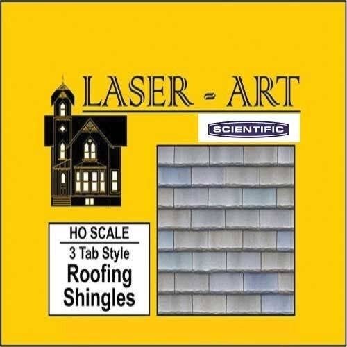 Laser-Cut Roof Shingles - 4 x 9′ 10.2 x 15.2cm Sheets -- Three-Tab pkg(6), HO, Laser-Art by Scientific 41001