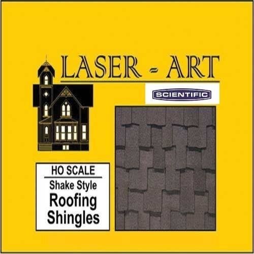Laser-Cut Roof Shingles - 4 x 9′ 10.2 x 15.2cm Sheets -- Shake pkg(6), HO, Laser-Art by Scientific 41002