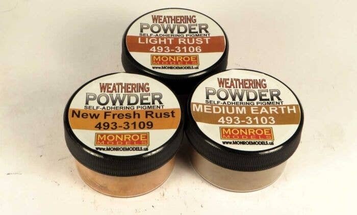 Rust & Dust Weathering Powder Set -- 1 Each: Light Rust, New Fresh Rust, Medium Earth, HO, Monroe Models 2911