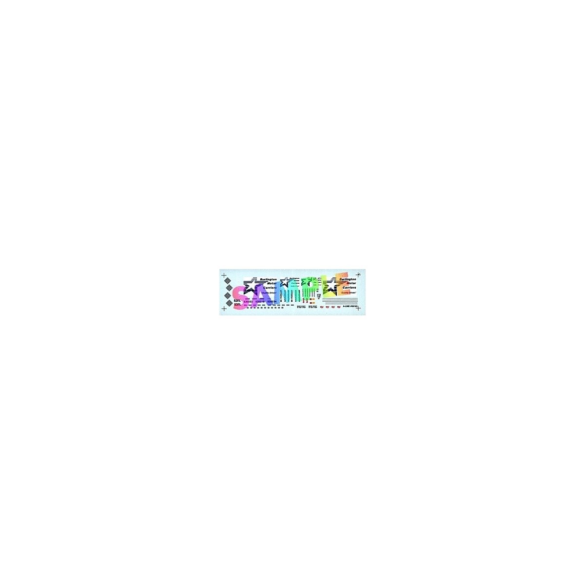 Decals - For 53′ Plate Trailers -- Burlington (blue, black), HO, A Line Product 50183