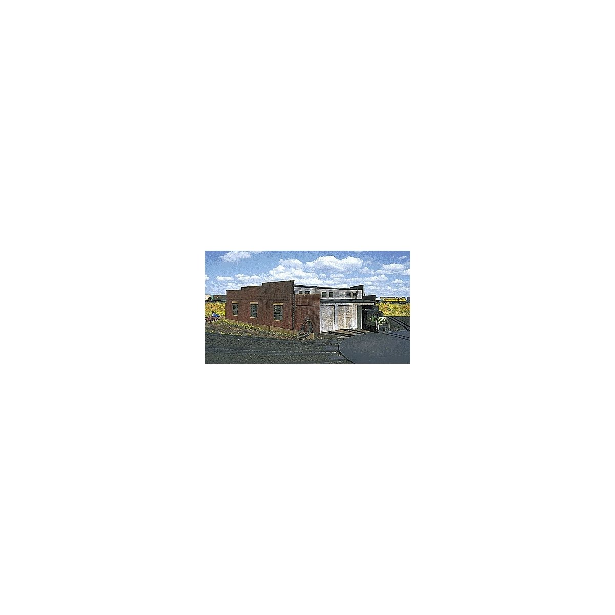 3-Stall Brick Roundhouse -- Holds Locomotives Up to 8′ 20cm Long, N, Atlas Model Railroad Co. 2843