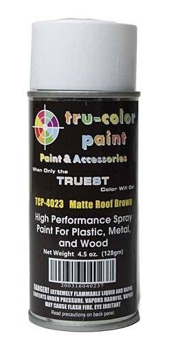 Aerosol Spray Paint 4.5oz 135ml Can -- Matte Roof Brown, All Scales, Tru-Color Paint 4023
