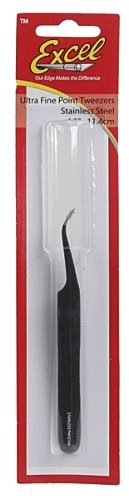 Slanted Fine Point Tweezers -- Black, All Scales, Excel Hobby Blades Corp. 30420