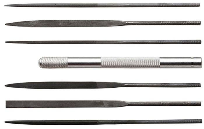 5 1/2′ Long, Cut 2 Needle Files -- 6-Piece Assorted Set with Handle (Carded), All Scales, Excel Hobby Blades Corp. 55668