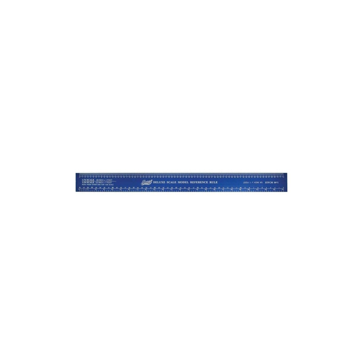 Scale Model Rulers -- Deluxe Scale Model Reference Rule 12′, Blue Tempered Anod, All Scales, Excel Hobby Blades Corp. 55779