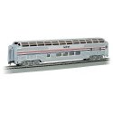 Budd 85′ Full-Length Dome w/Lights - Ready to Run - Silver Series(R) -- Amtrak (Phase III, Equal red & blue Stripes), HO, Bach