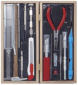 Deluxe Railroad Tool Set with Wooden Storage Box, All Scales, Excel Hobby Blades Corp. 44289