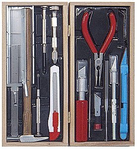 Deluxe Railroad Tool Set with Wooden Storage Box, All Scales, Excel Hobby Blades Corp. 44289