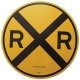 18′ Heavy-Duty Aluminum Sign -- Railroad Crossing Advance Warning (round yello, All Scales, Microscale Industries Inc 10201