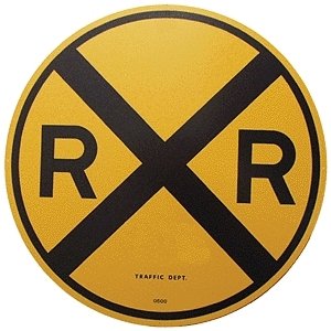 18′ Heavy-Duty Aluminum Sign -- Railroad Crossing Advance Warning (round yello, All Scales, Microscale Industries Inc 10201