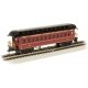 Old-Time Wood Coach with Round-End Clerestory Roof - Ready to Run -- Atchison, Topeka & Santa Fe 93 (Boxcar Red, black), HO, Bac
