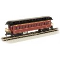 Old-Time Wood Coach with Round-End Clerestory Roof - Ready to Run -- Atchison, Topeka & Santa Fe 93 (Boxcar Red, black), HO, Bac