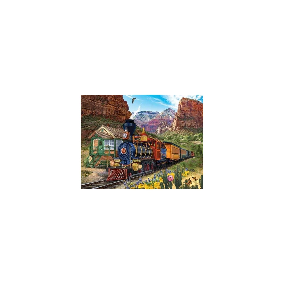 Dry Gulch Jigsaw Puzzle -- 1000 Pieces - 27 x 35′ 68.6 x 88.9cm, All Scales, Train Enthusiast Vendors 31532