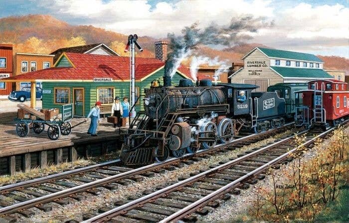Memory Junction Jigsaw Puzzle -- 1000 Pieces, 19 x 30′ 48.3 x 76.2cm, All Scales, Train Enthusiast Vendors 39933