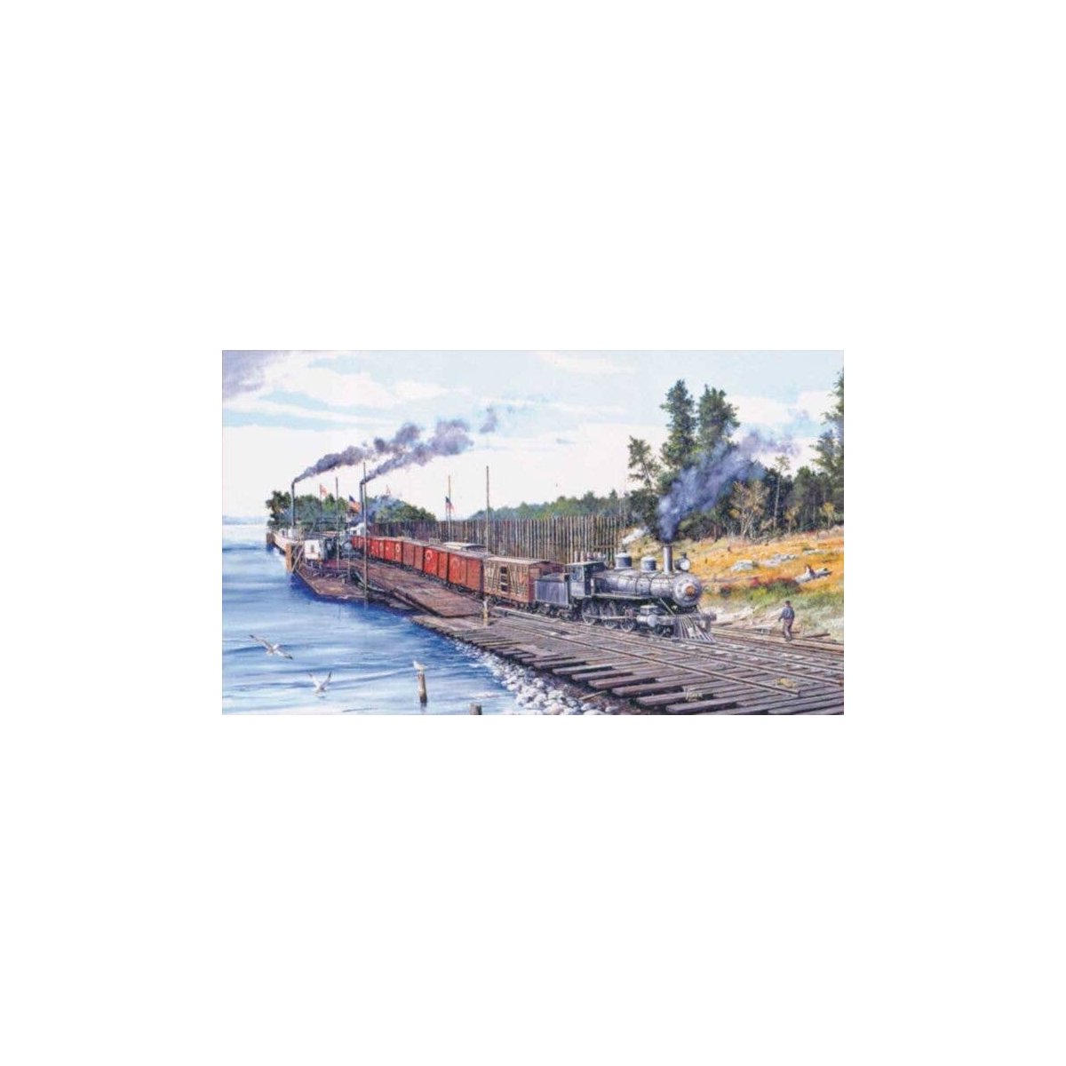 Train Puzzle -- Crossing Columbia (River) (550 Pieces), All Scales, Train Enthusiast Vendors 49413
