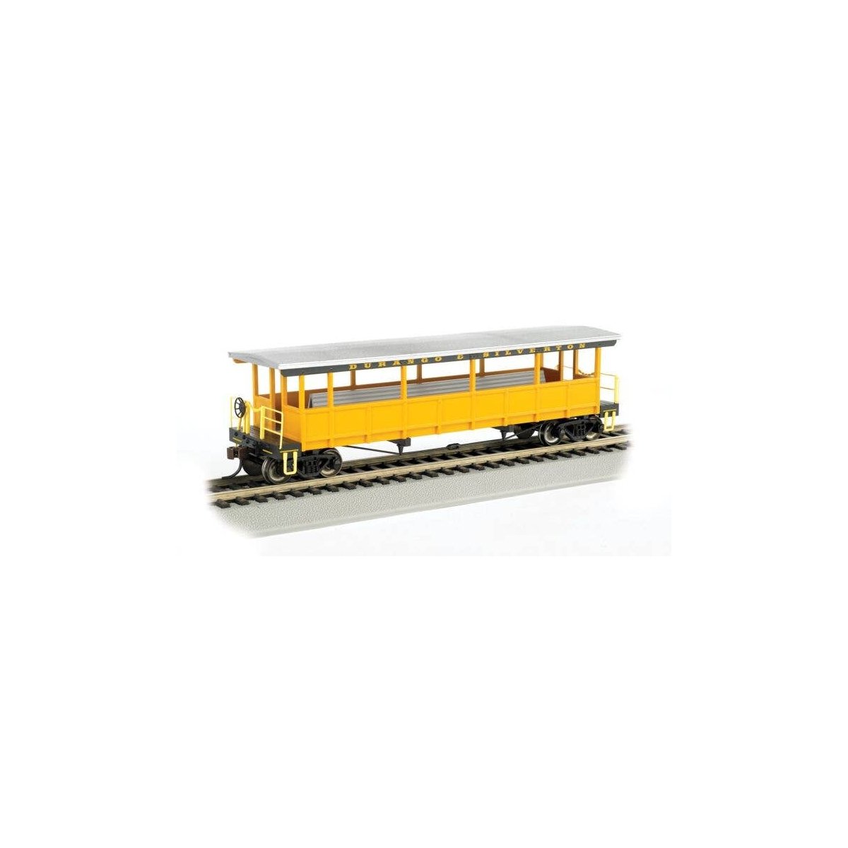 Open-Sided Excursion Car with Seats - Ready-to-Run - Silver Series(R) -- Durango & Silverton (yellow), HO, Bachmann Industries 1