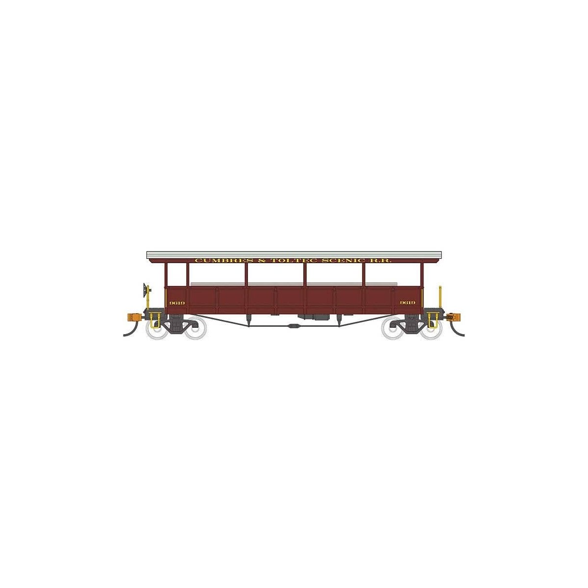 Open-Sided Excursion Car w/Seats - Ready to Run - Silver Series(R) -- Cumbres & Toltec Scenic Railroad 9619, HO, Bachmann Indust