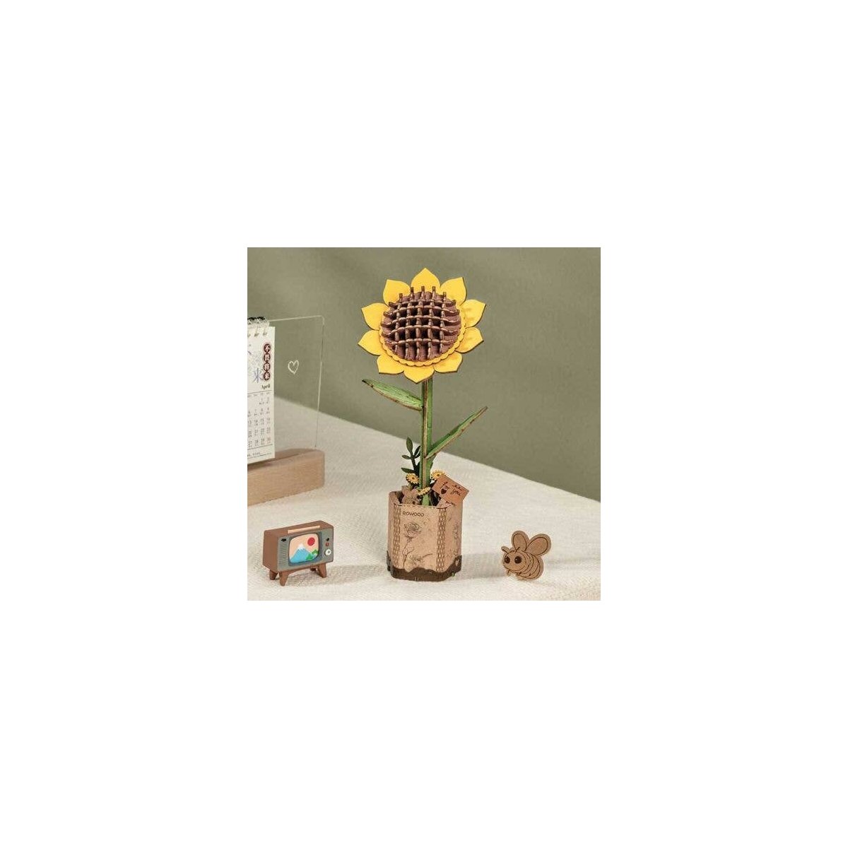 Sunflower - Laser-Cut Wood Kit -- 3D Wooden Puzzle, All Scales, Robotime TW011