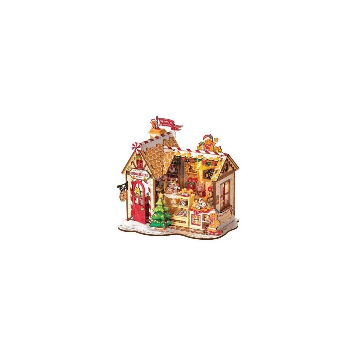 Rolife Gingerbread House DIY Miniature House DG176 - Kit -- 3-D Laser-Cut Wood Puzzle, All Scales, Robotime DG176