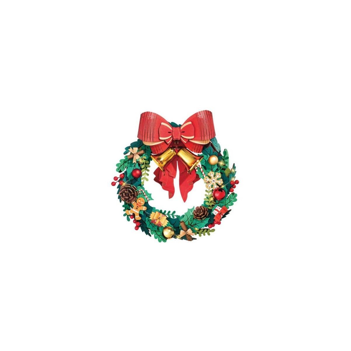 Rolife Christmas Wreath 3D Wooden Puzzle TGL04 -- 3-D Laser-Cut Wood Puzzle, All Scales, Robotime TGL04