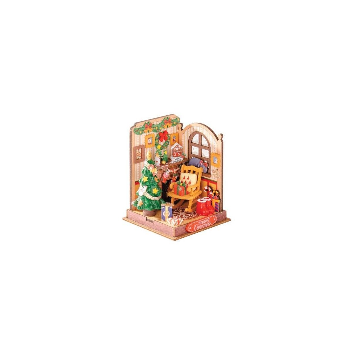 Rolife Christmas Fireplace DS041 -- 3-D Laser-Cut Wood Puzzle, All Scales, Robotime DS041