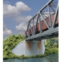 Double-Track Railroad Bridge Concrete Abutment pkg(2) -- Kit - 11-1/4 x 3-1/4 x 5-1/4′ 28.6, HO, Walthers Cornerstone 4553