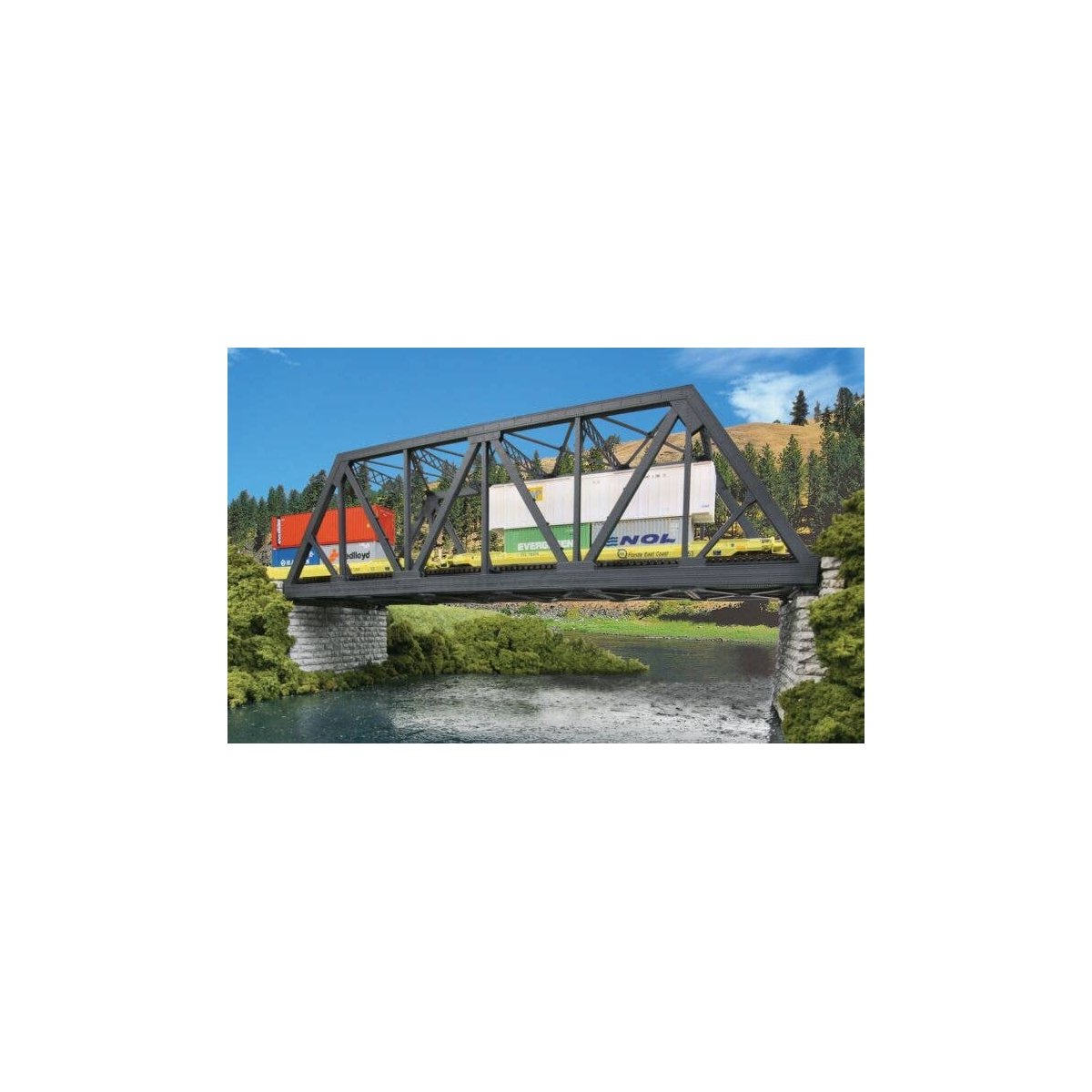 Modernized Double-Track Railroad Truss Bridge -- Kit - 15 x 5 x 4-1/2′ 38.1 x 12.7 x 11.4cm, HO, Walthers Cornerstone 4510