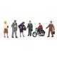 City People w/Motorcycle - SceneScapes(TM) -- pkg(7), O, Bachmann Industries 33151