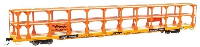89′ Flatcar w/Tri-Level Open Auto Rack - Ready to Run -- Denver & Rio Grande Western(TM) Rack Tr, HO, WalthersMainline 8206