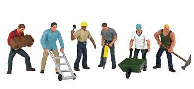 Construction Workers - SceneScapes(TM) -- pkg(6), O, Bachmann Industries 33155